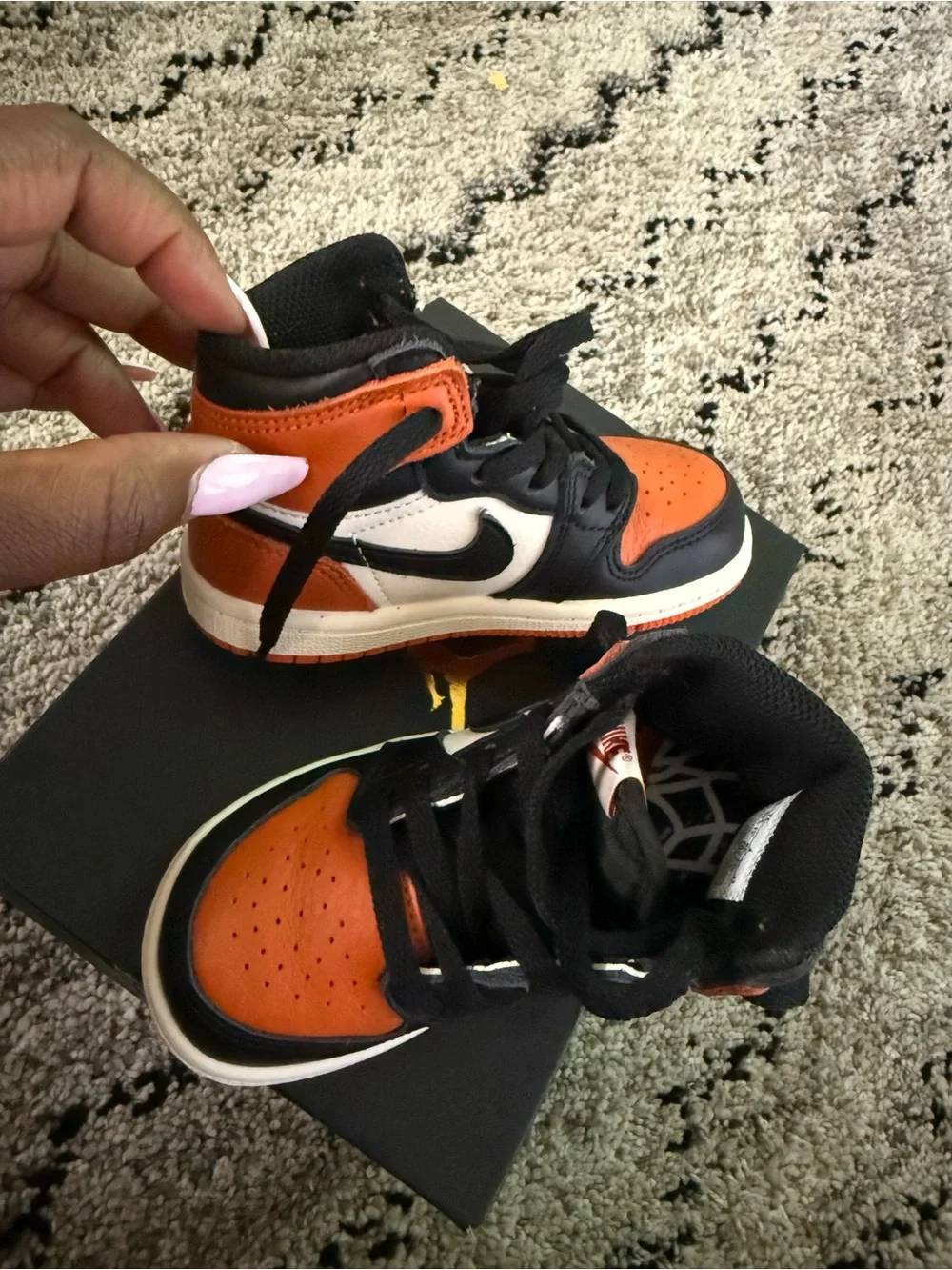 Jordan Retro High-Top Sneakers in Orange, Black & White